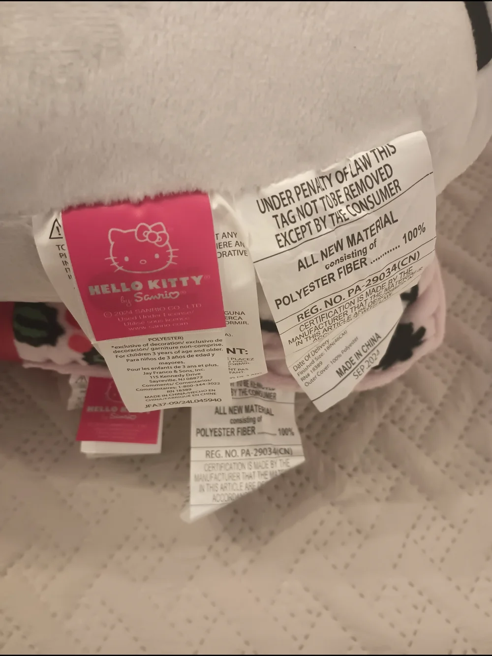 Sanrio Hello Kitty Holiday Face Plush Set Of 2 Pillows - White & Pink 18